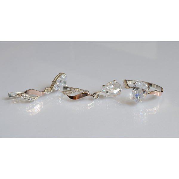 Серебряный набор с золотыми пластинами (183)