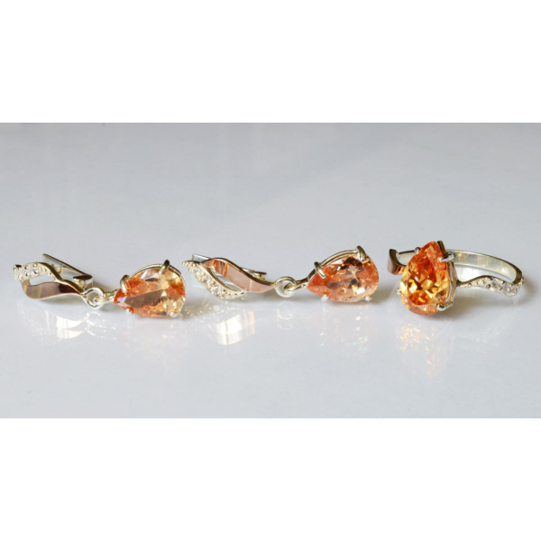 Серебряный набор с золотыми пластинами (183)