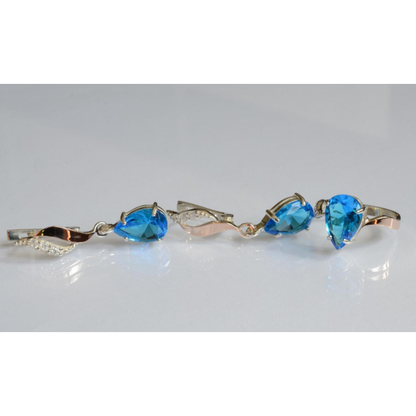 Серебряный набор с золотыми пластинами (183)