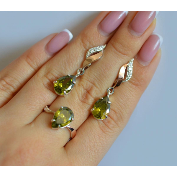 Серебряный набор с золотыми пластинами (183)