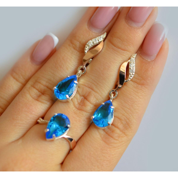 Серебряный набор с золотыми пластинами (183)