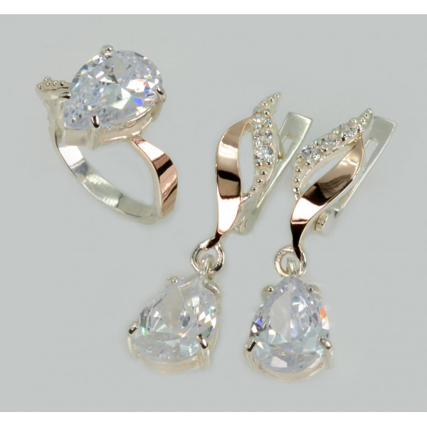 Серебряный набор с золотыми пластинами (183)