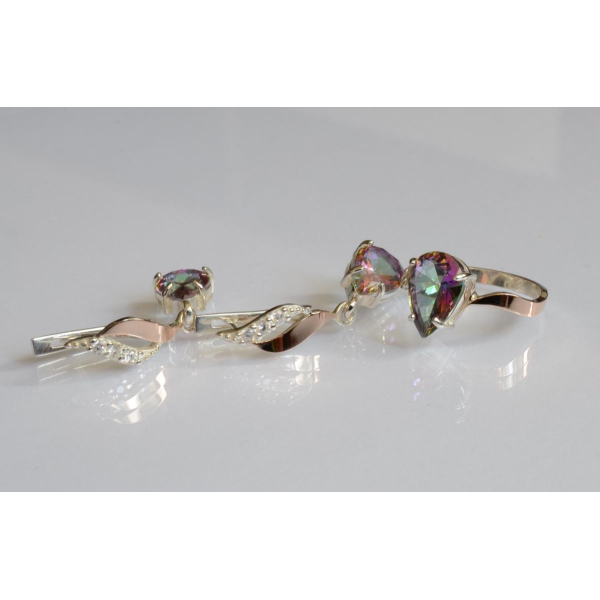 Серебряный набор с золотыми пластинами (183)