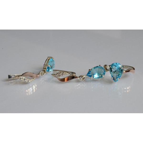 Серебряный набор с золотыми пластинами (183)