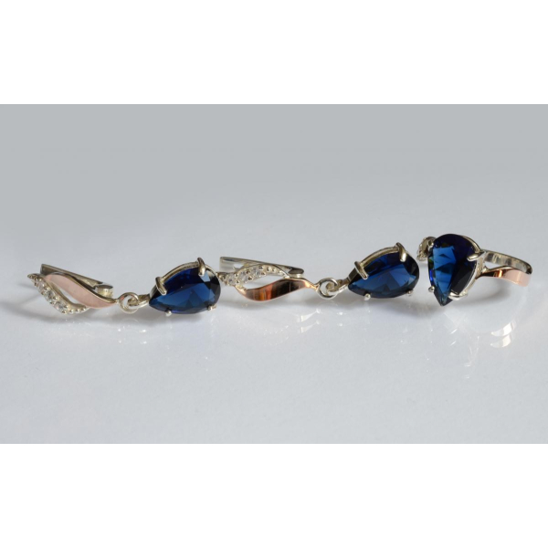 Серебряный набор с золотыми пластинами (183)