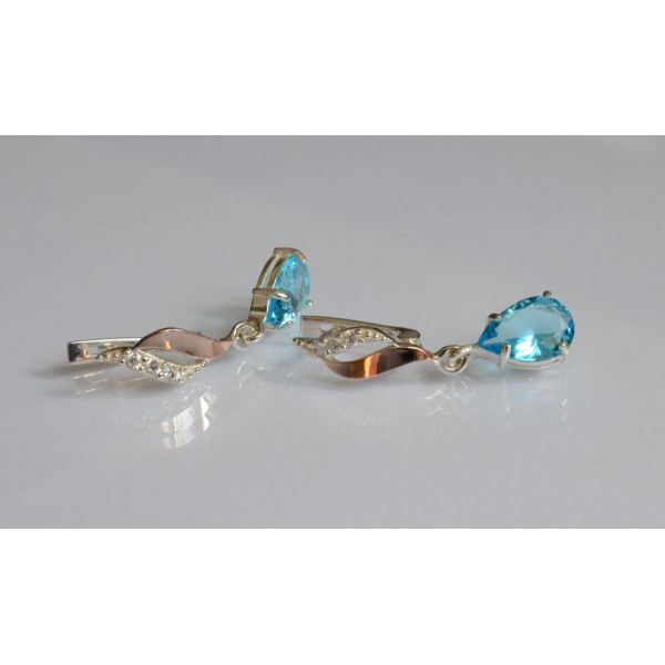 Серебряные серьги с золотыми пластинами (183с)