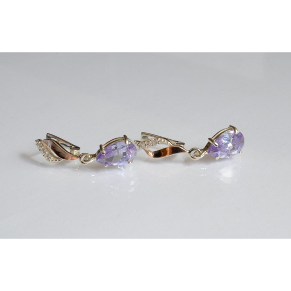 Серебряные серьги с золотыми пластинами (183с)