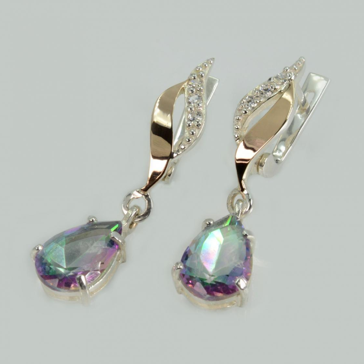 Серебряные серьги с золотыми пластинами (183с)