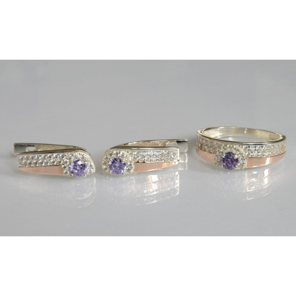 Серебряный набор с золотыми пластинами (184)