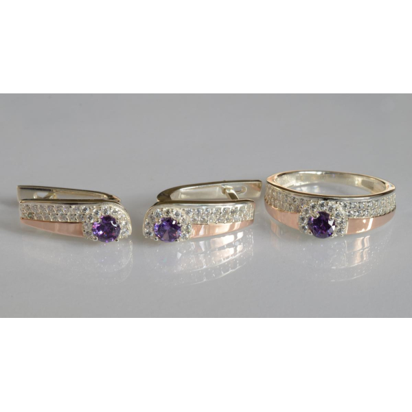 Серебряный набор с золотыми пластинами (184)