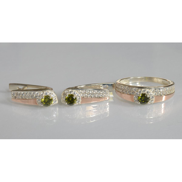 Серебряный набор с золотыми пластинами (184)