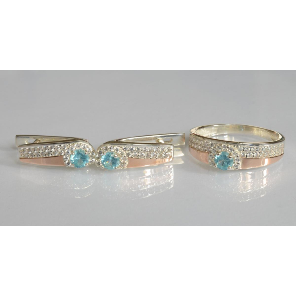 Серебряный набор с золотыми пластинами (184)