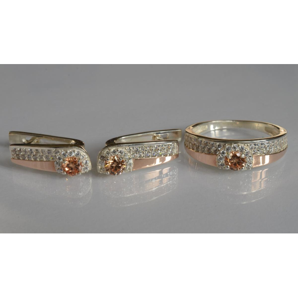 Серебряный набор с золотыми пластинами (184)