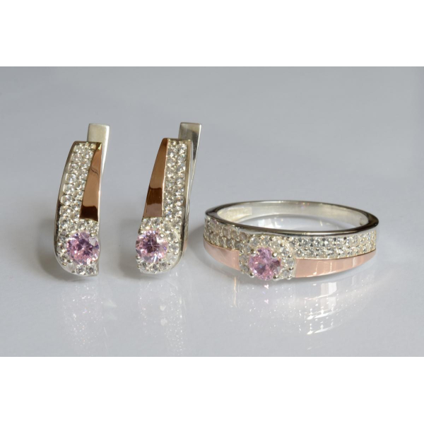 Серебряный набор с золотыми пластинами (184)