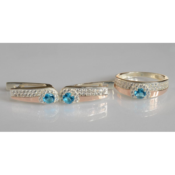 Серебряный набор с золотыми пластинами (184)