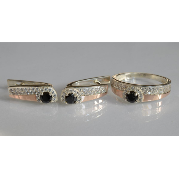 Серебряный набор с золотыми пластинами (184)