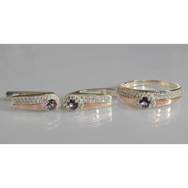 Серебряный набор с золотыми пластинами (184)