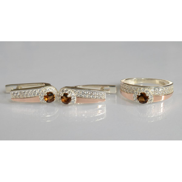 Серебряный набор с золотыми пластинами (184)