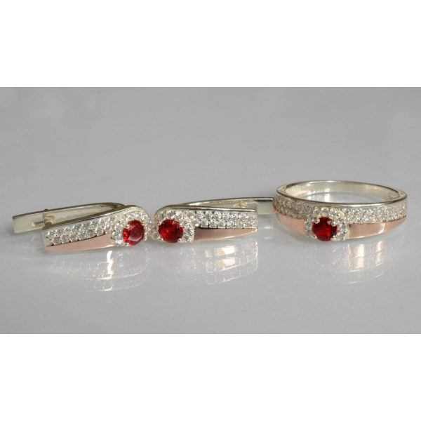 Серебряный набор с золотыми пластинами (184)