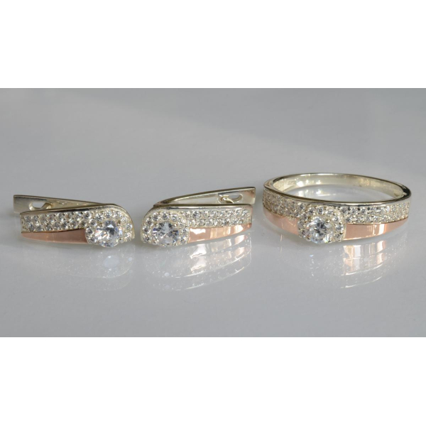 Серебряный набор с золотыми пластинами (184)