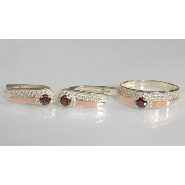 Серебряный набор с золотыми пластинами (184)