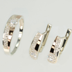 Серебряный набор с золотыми пластинами