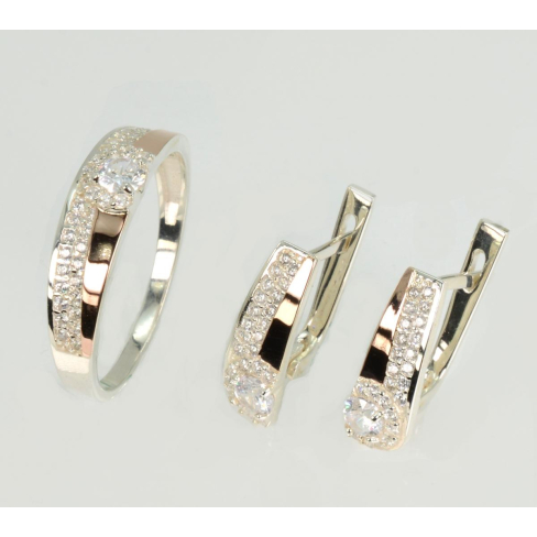 Срібний набір з золотими пластинами