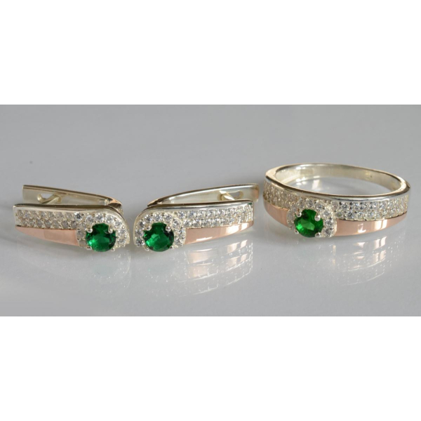 Серебряный набор с золотыми пластинами (184)