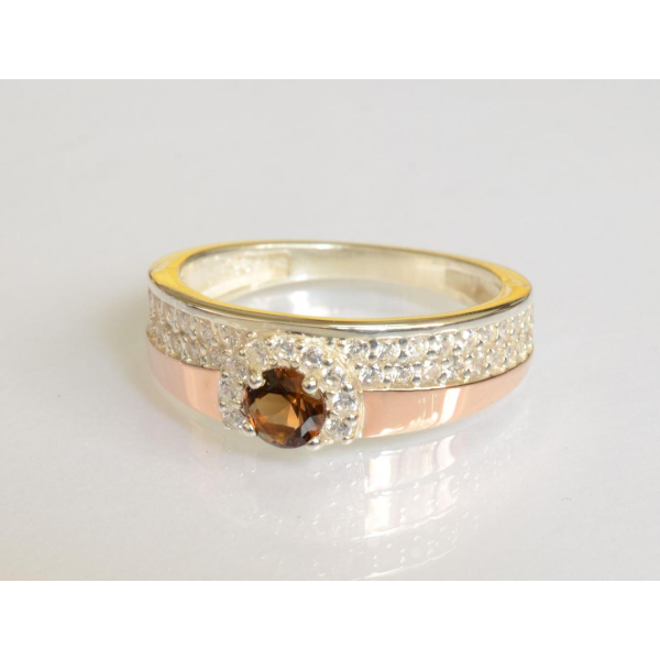 Серебряное кольцо с золотыми вставками (184к)