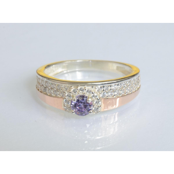 Серебряное кольцо с золотыми вставками (184к)