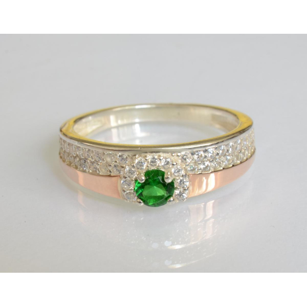 Серебряное кольцо с золотыми вставками (184к)