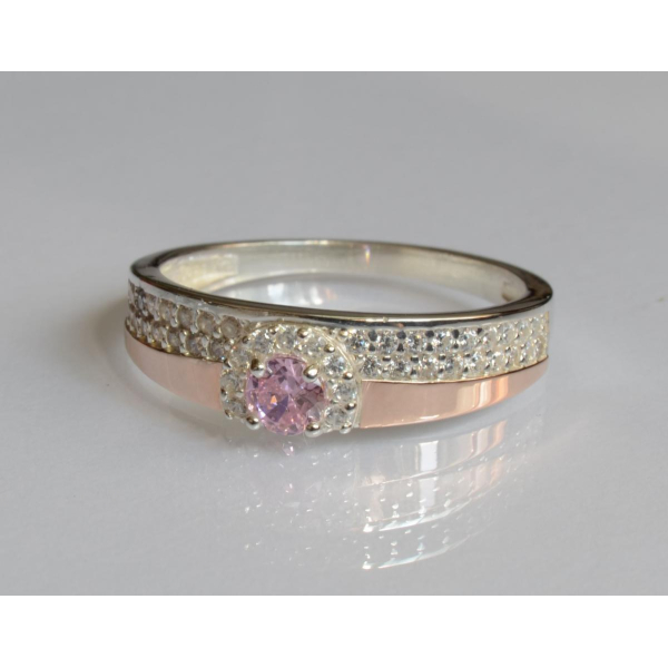 Серебряное кольцо с золотыми вставками (184к)