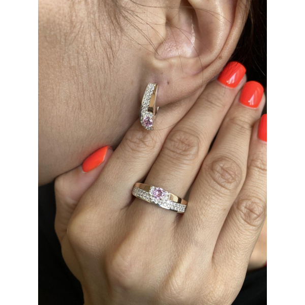 Серебряное кольцо с золотыми вставками (184к)