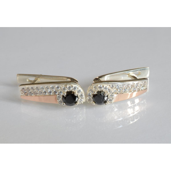 Серебряные серьги с золотыми пластинами (184с)