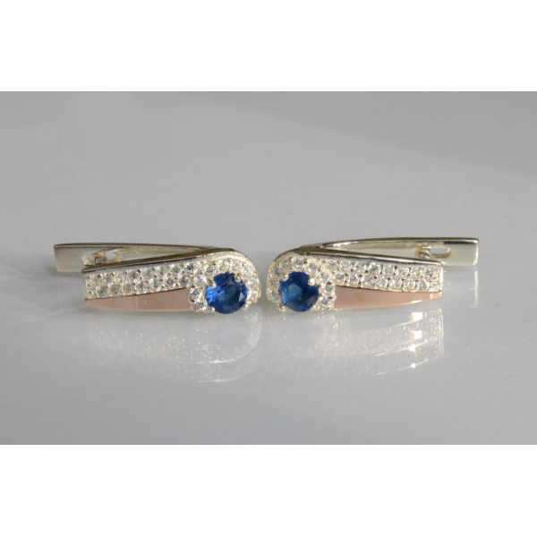 Серебряные серьги с золотыми пластинами (184с)