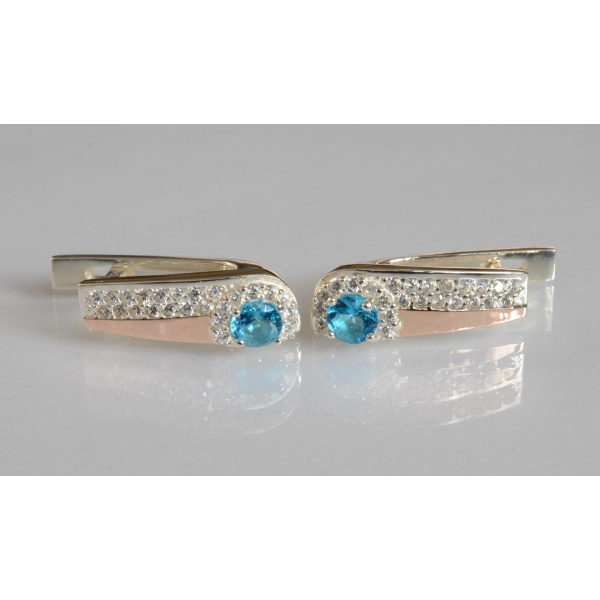 Серебряные серьги с золотыми пластинами (184с)