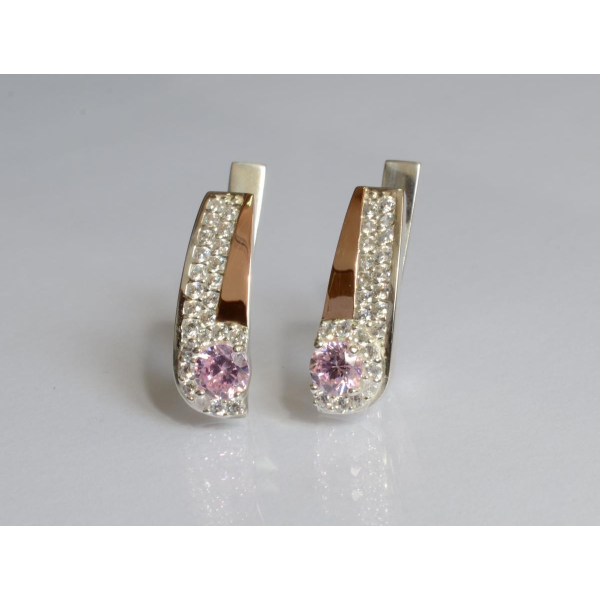 Серебряные серьги с золотыми пластинами (184с)