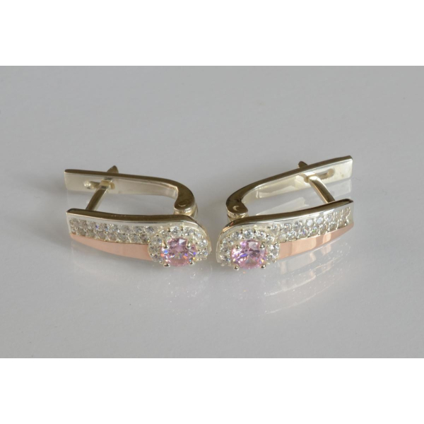 Серебряные серьги с золотыми пластинами (184с)