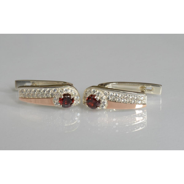 Серебряные серьги с золотыми пластинами (184с)