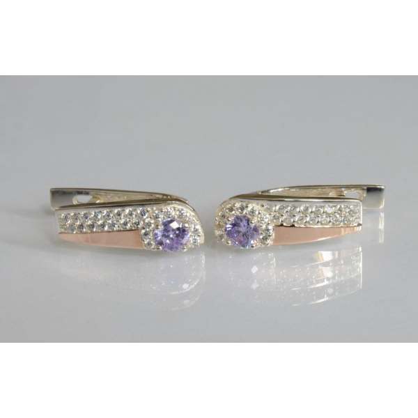 Серебряные серьги с золотыми пластинами (184с)