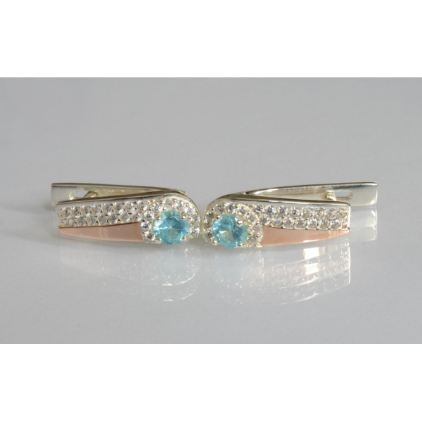 Серебряные серьги с золотыми пластинами (184с)