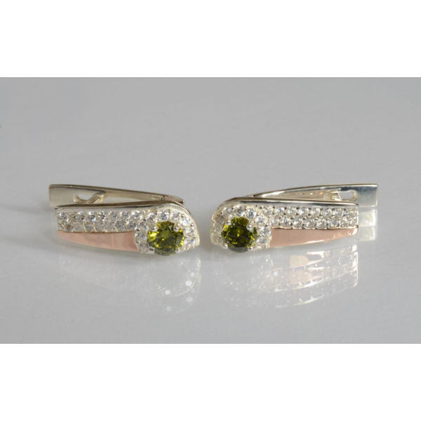 Серебряные серьги с золотыми пластинами (184с)