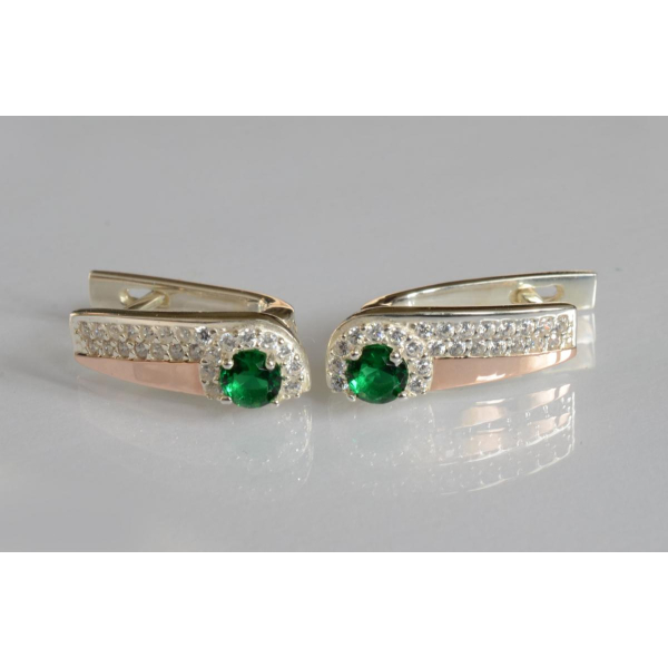 Серебряные серьги с золотыми пластинами (184с)