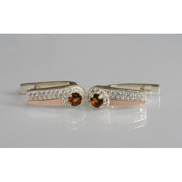 Серебряные серьги с золотыми пластинами (184с)