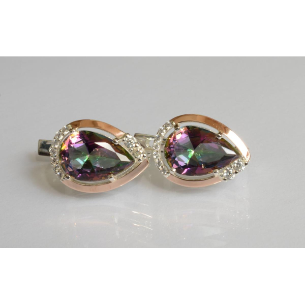 Серебряные серьги с золотыми пластинами (185c)