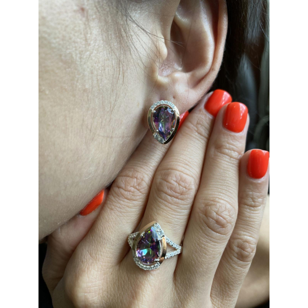 Серебряные серьги с золотыми пластинами (185c)