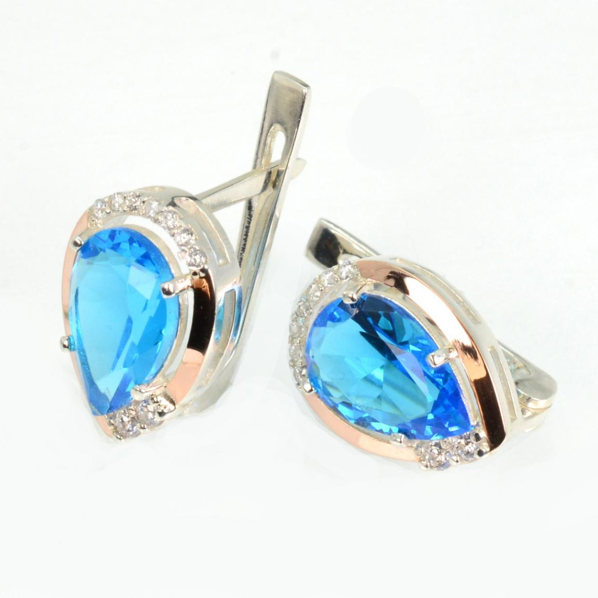 Серебряные серьги с золотыми пластинами (185c)