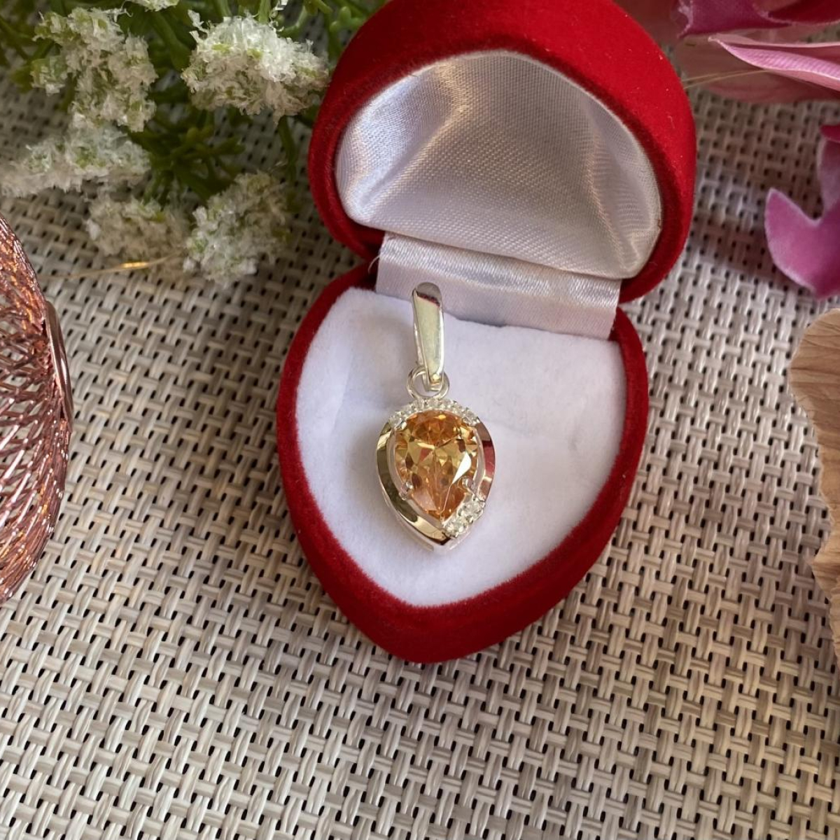 Серебряная подвеска с золотими вставками (185п)