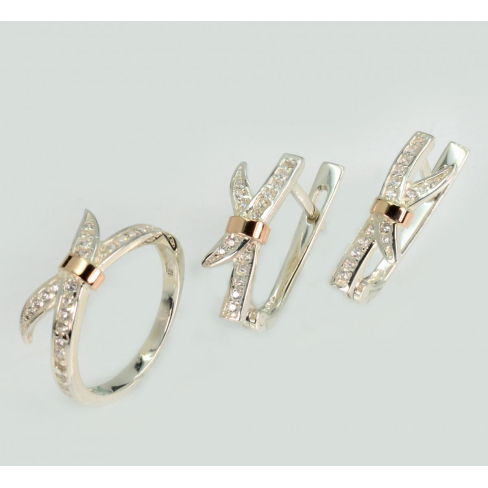 Срібний набір з золотими пластинами