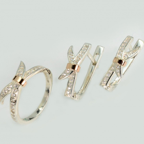 Серебряный набор с золотыми пластинами